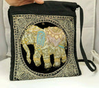 Shoulder bag handcrafted myanmar sequin embroidered tapestry elephant antique