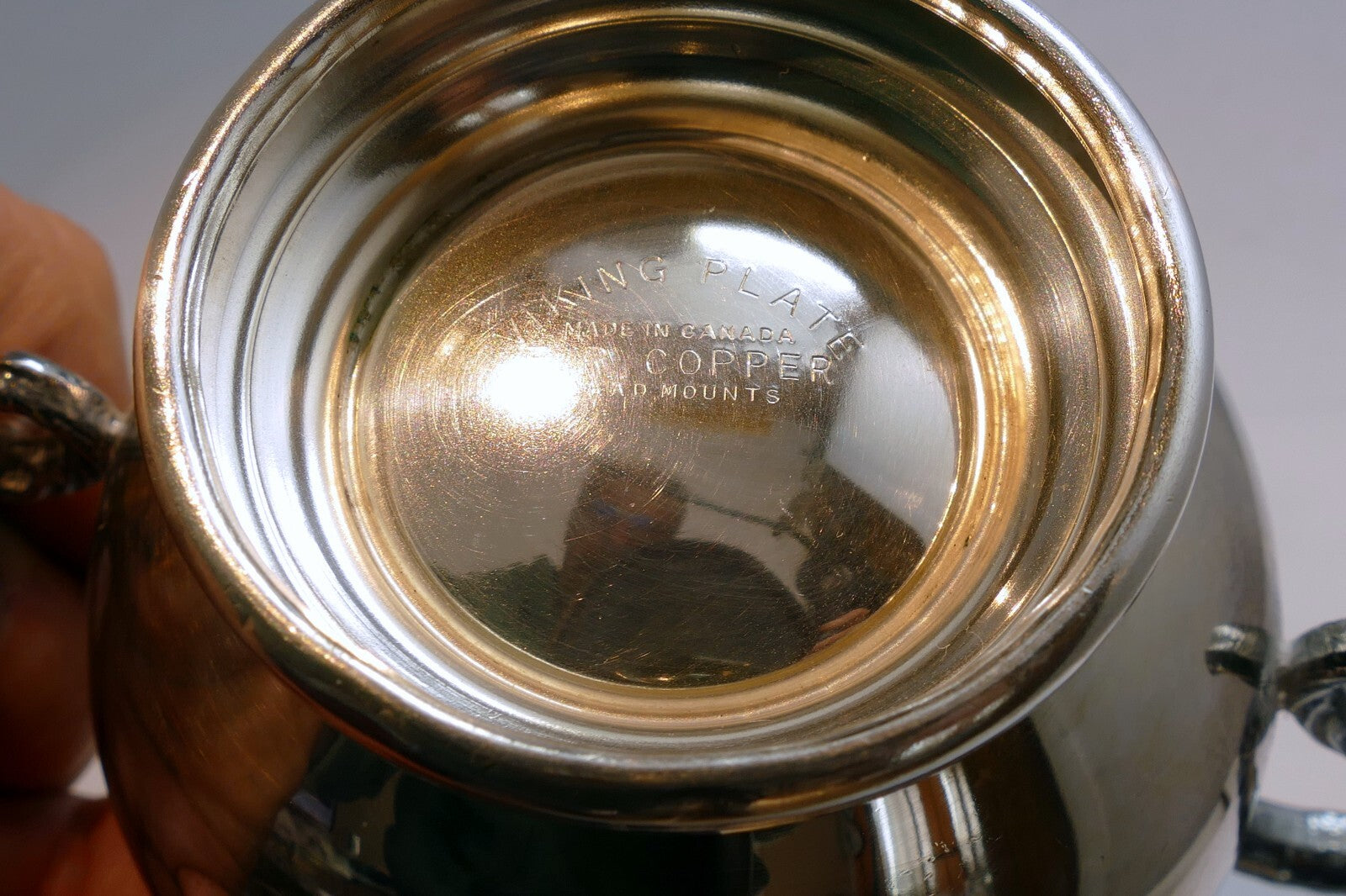 VIKING SILVER  PLATE E P COPPER SUGAR BOWL made in Canada  Lead Mounts for Tea