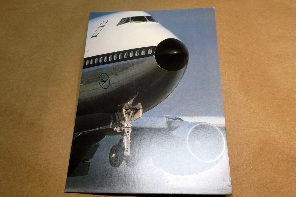 Lufthansa 747-200 Airlines Airplane Parked Blue Sky Postcard - Unposted 4"X 6"