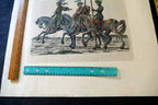 KNIGHT Flag Bearer HAND COLORED ENGRAVING large 21X24"