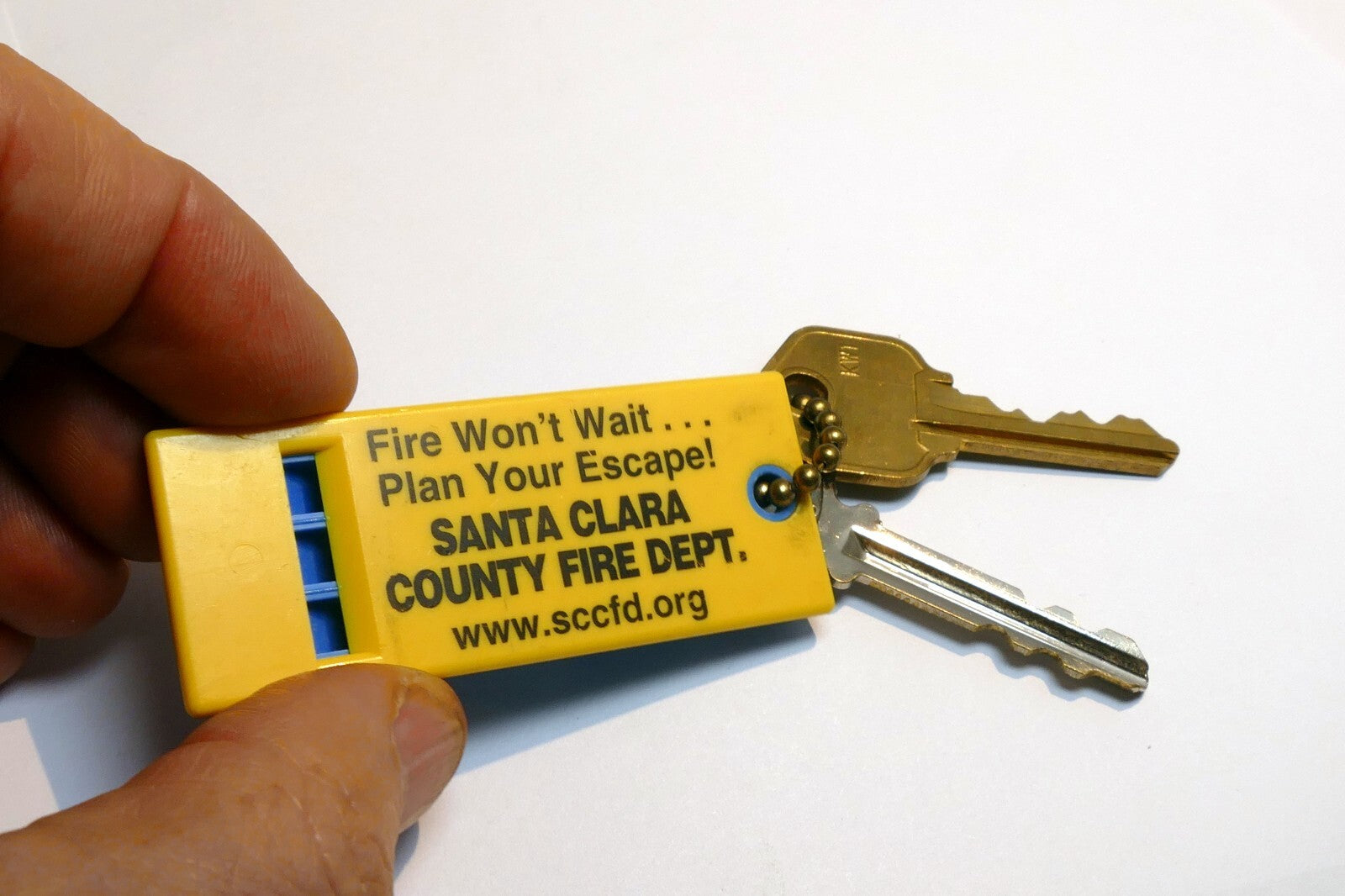 Vintage Plastic Santa Clara County Fire Dept.  safety WHISTLE with keys