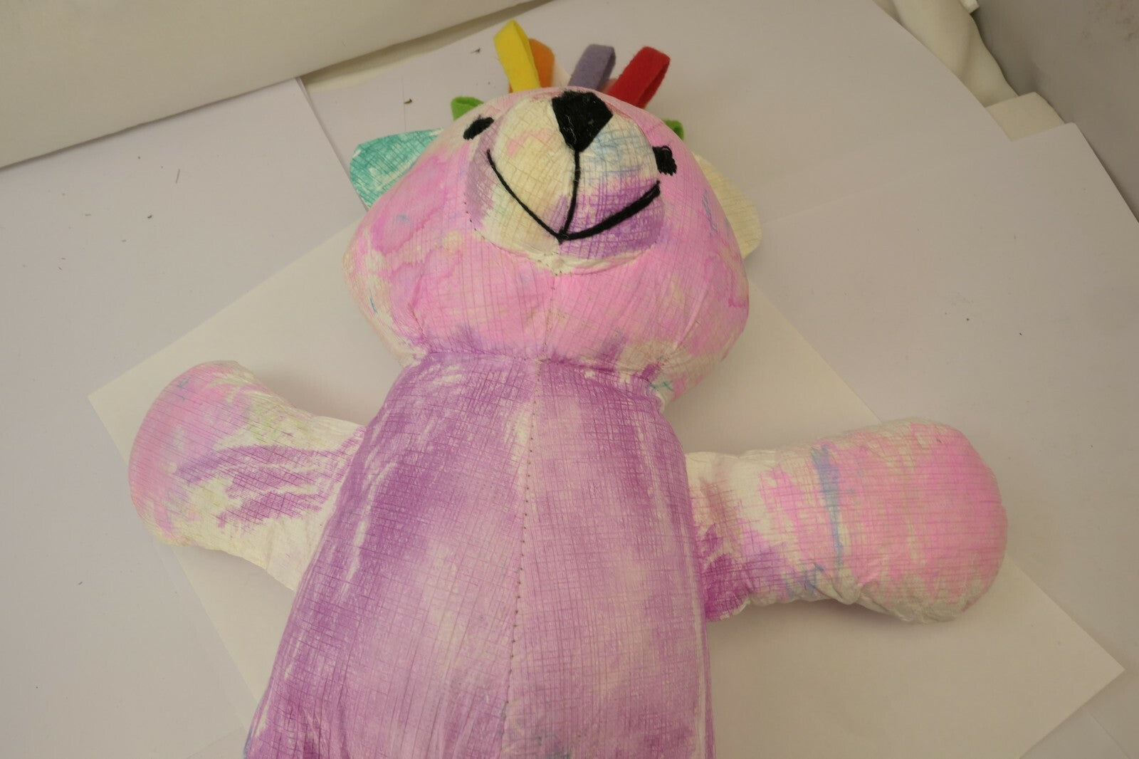 ALEX 14" RAINBOW Bear Plush Polyester Fiber 2006 colorful - USED