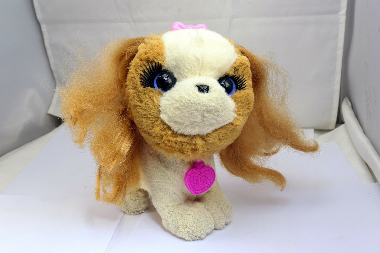 Hasbro Fur Real Friends Princess Brown White Dog  Barks Pull Girl