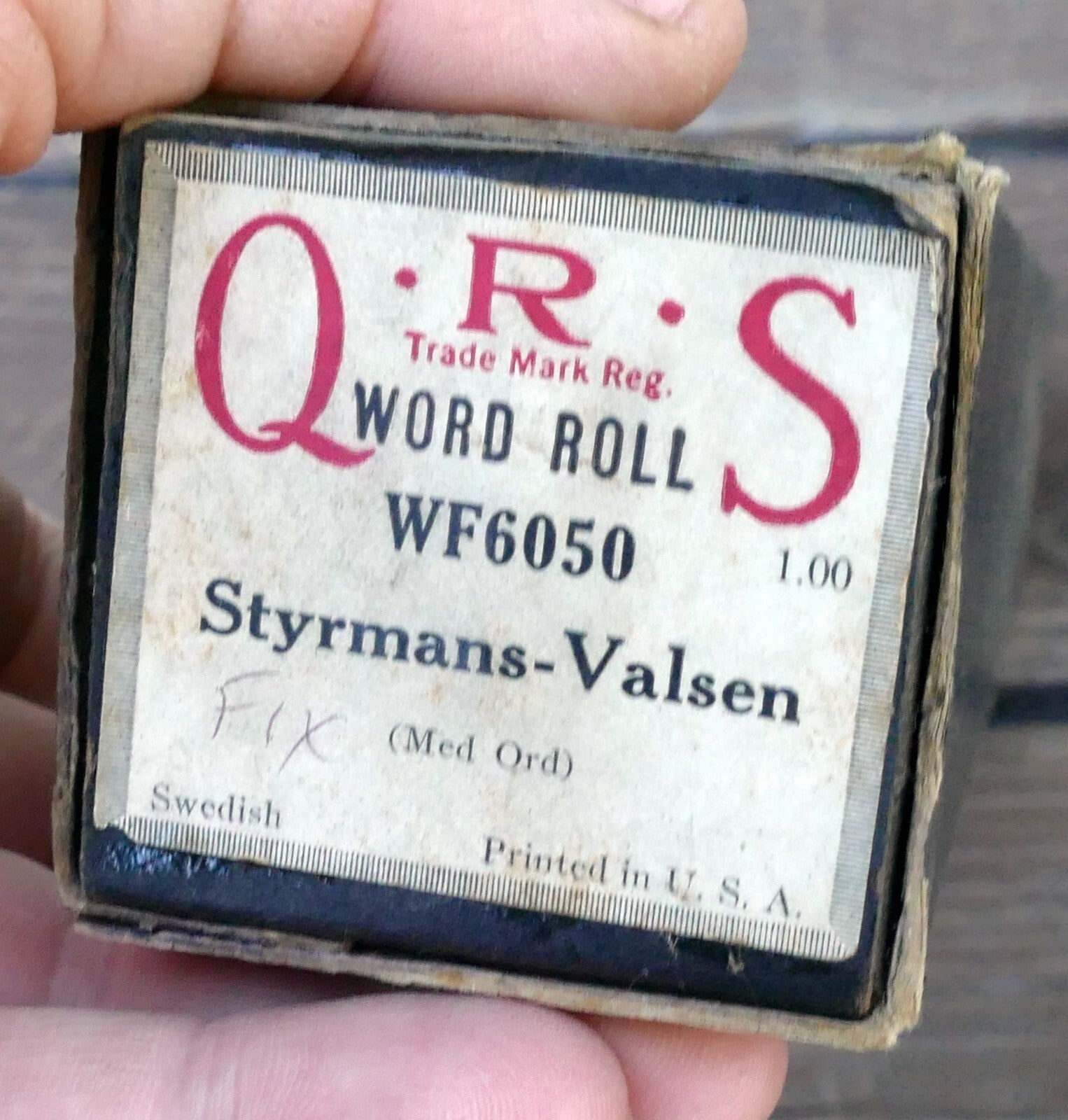 Qrs word piano roll wf6050 styrmans valsen swedish pilot waltz