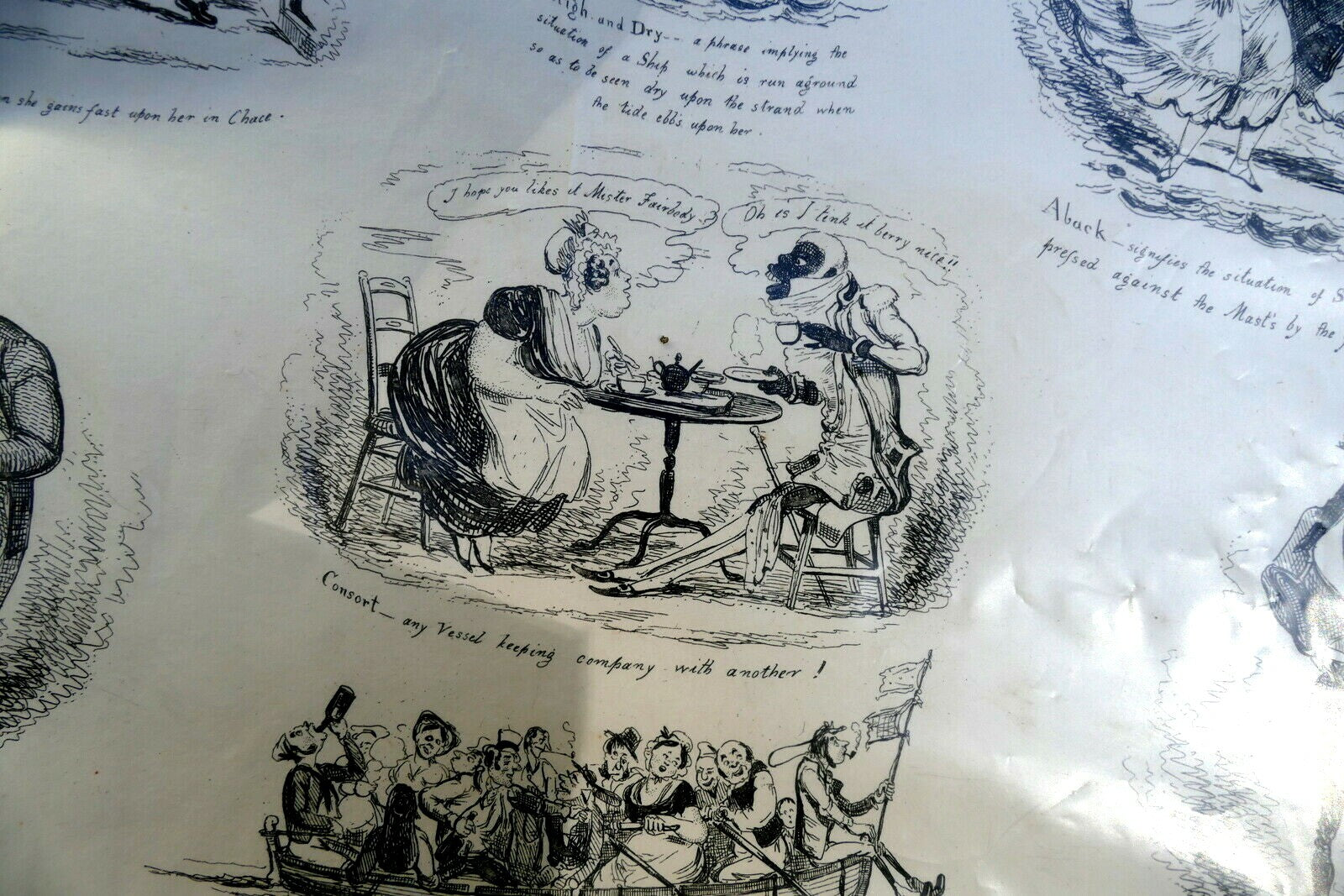 Nautical dictionary no 2 henry heath caricature print 1840 victorian navy uk