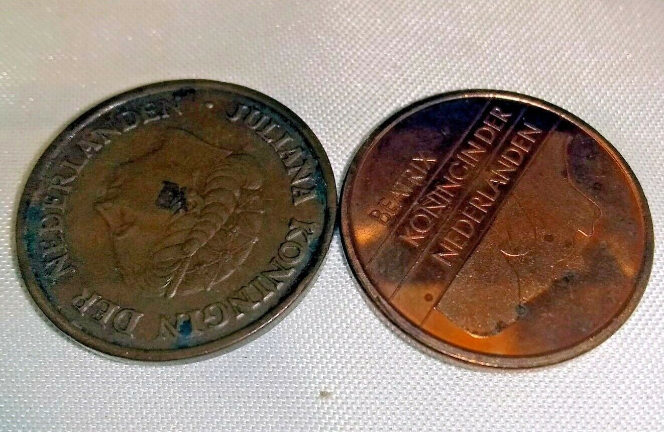 Netherlands 5 cent pre euro coin queen beatrix juliana lot of two 1998 1950