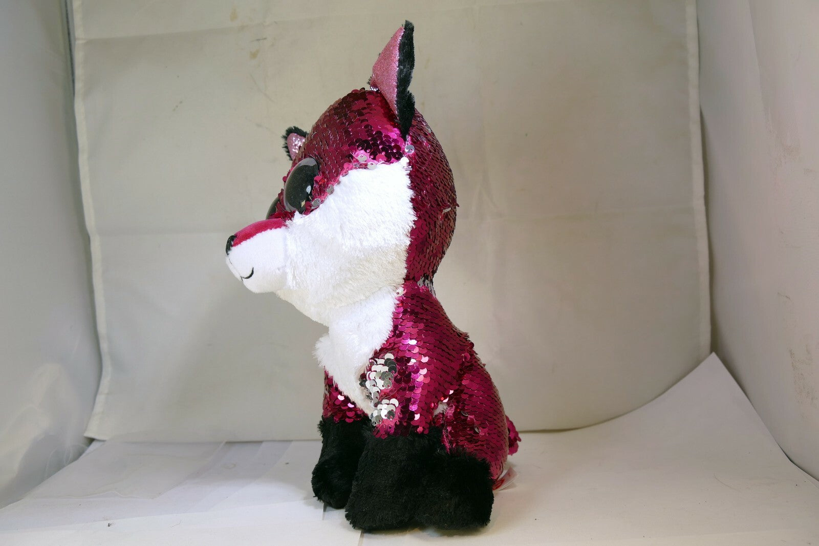 TY Jewel Reversible Sequin Plush Pet Flippy Fox 9" tall Flippables Purple 