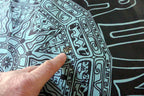 "BRONZE" Aztec Calendar Poster 19X25" art  by Lopez, San Francisco Play LA RAZA