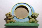 Picture Frame 3.5X3.5" Art Photo w glass Teddy Bear Figural ceramic baby boy