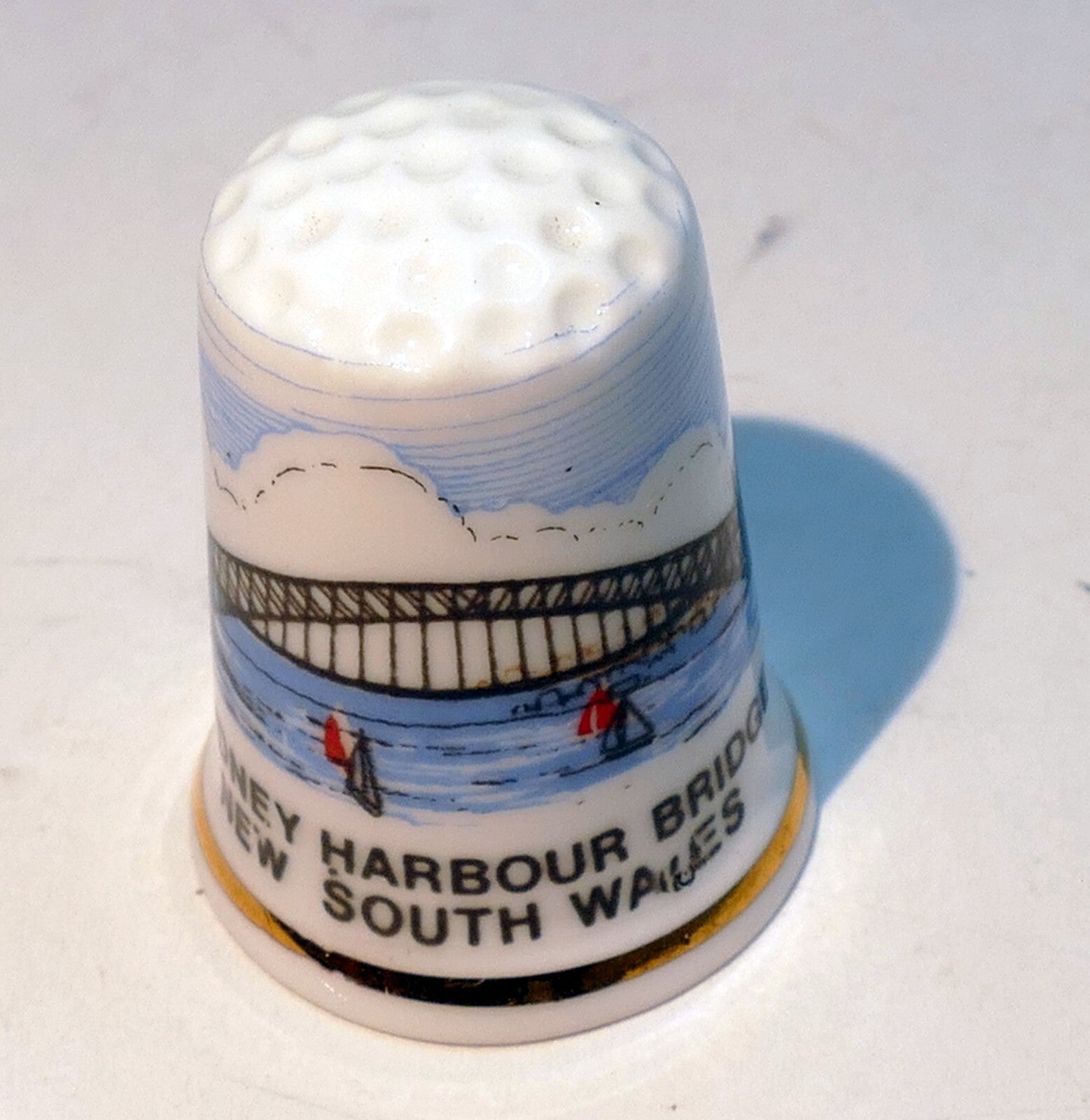 Porcelain thimble souvenir sydney harbour bridge new south wales australia