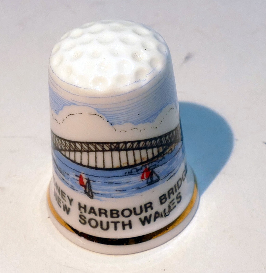 Porcelain thimble souvenir sydney harbour bridge new south wales australia