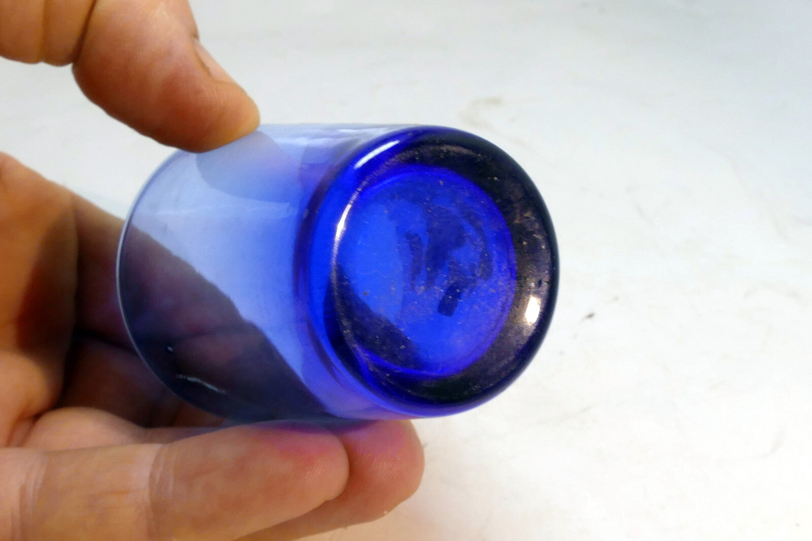 ST. MARTIN A.F. Shot Glass 2 oz with Butterflies Blue glass
