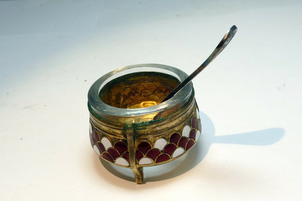 Brass 450K mustard box cream case spices pitcher мельхиор 7ЮММЕТ