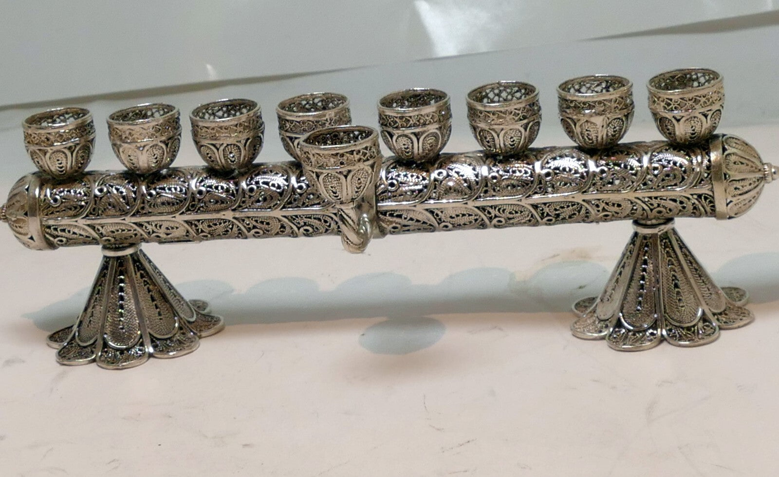 925 sterling menorah judaica silver candle chanukah yemenite ornate 100gr