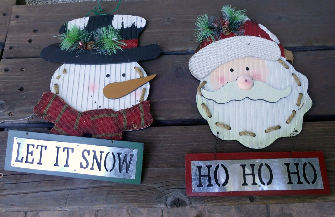 Christmas decor santa claus ho ho ho door hanger decoration 18" snowman let it