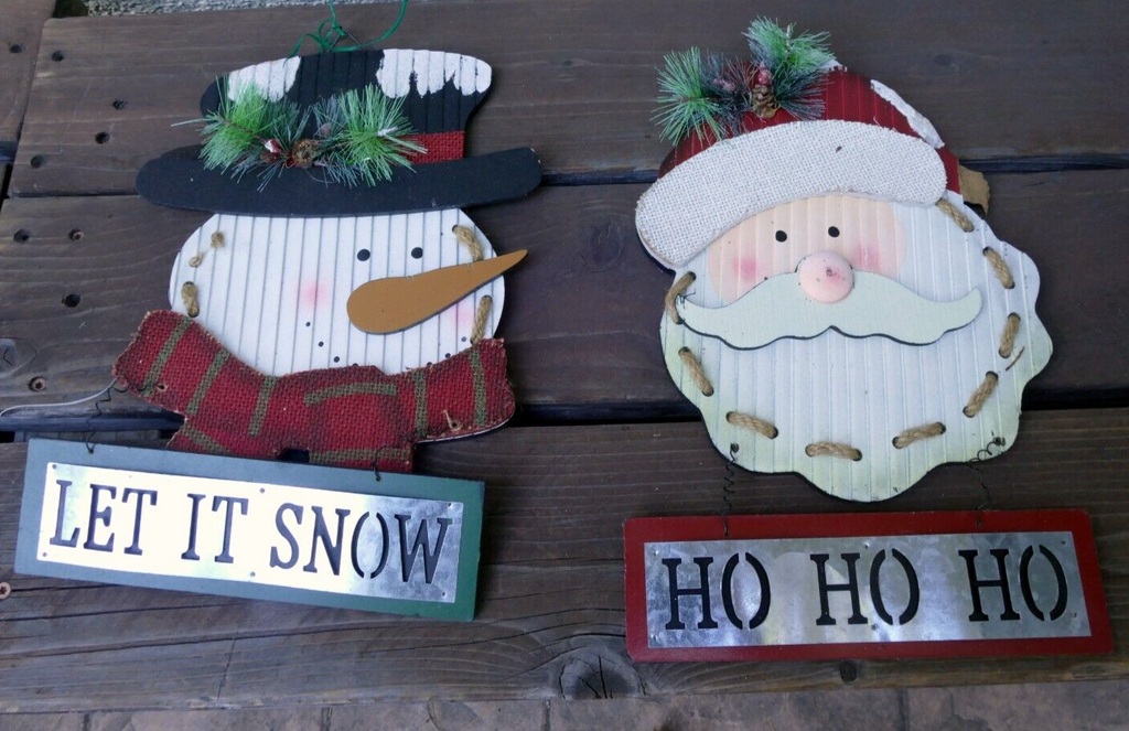 Christmas decor santa claus ho ho ho door hanger decoration 18" snowman let it
