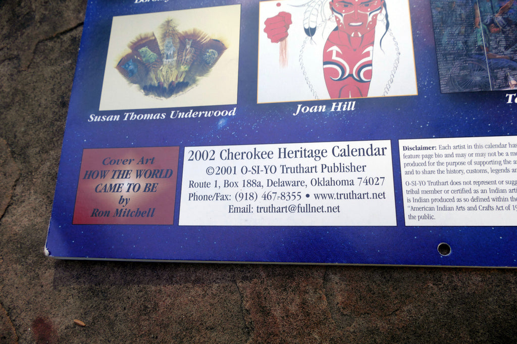 2002 The Cherokee Herritag Calendar Native American artists