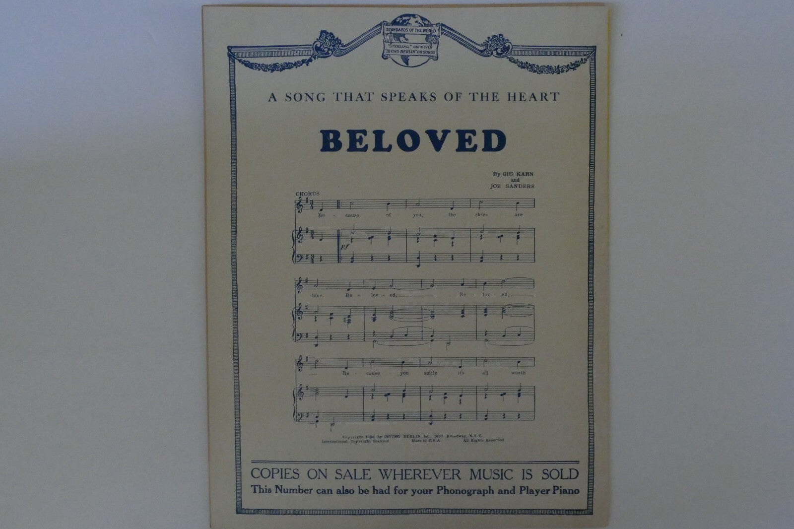 Waiting, 1928, by Carmen Lombardo and I. Jay Faggen, Irving Berlin Inc.