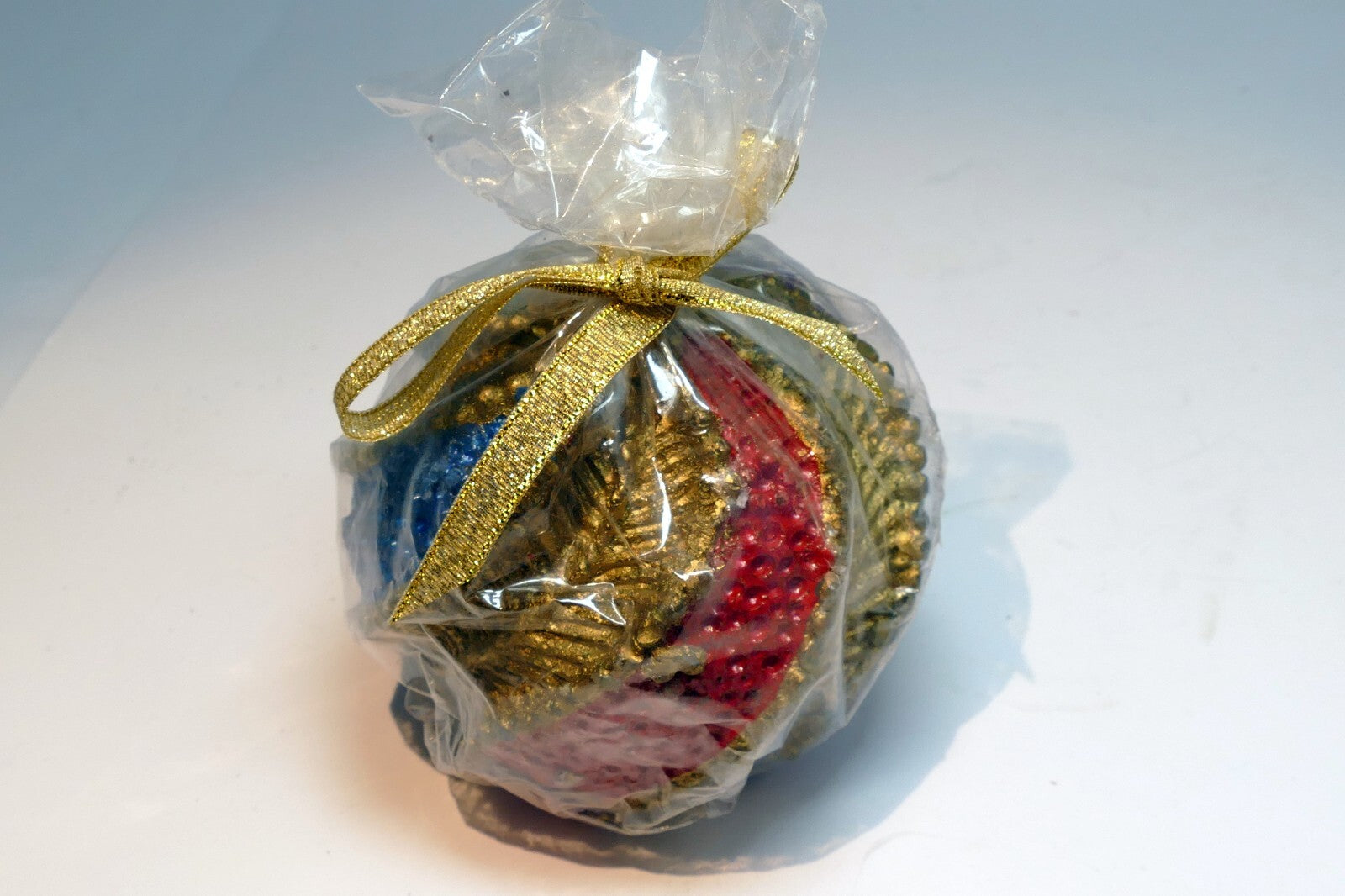 Vintage Decorative Gold Rope Ball Candle Christmas red green blue