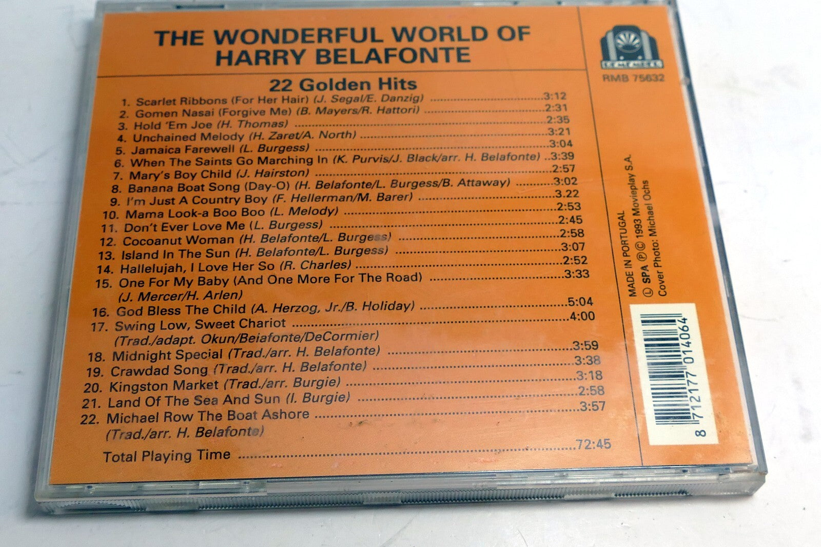 Cover art only Wonderful World Harry Belafonte 22 Golder Hits  (NO CD included)