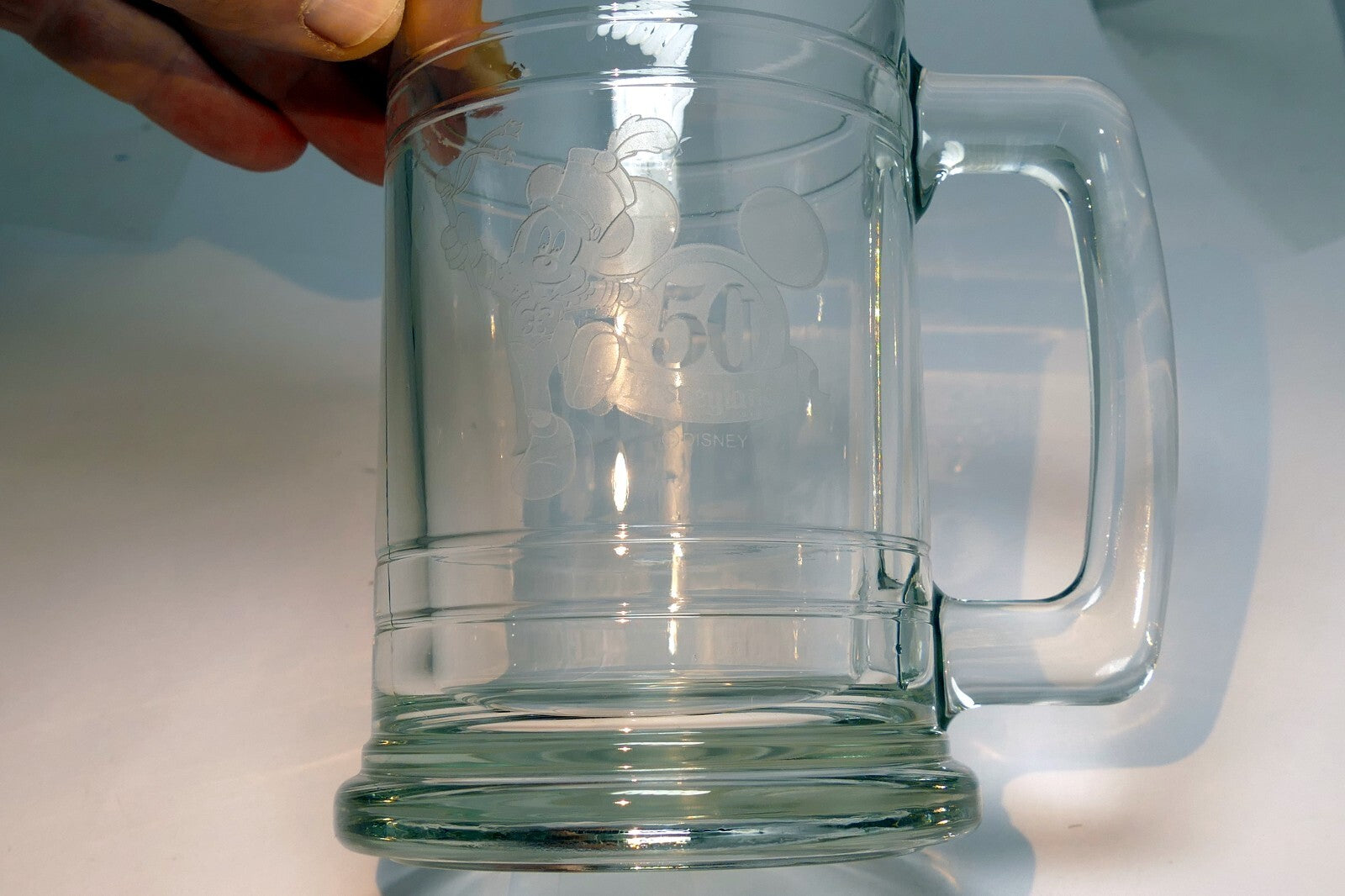 Mickey Mouse Large Glass Beer Stein Mug Walt Disneyland Etched Engraved "TOMMY"