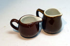German Schonwald Miniature 4cm tall brown Milk Creamer Pitcher Set Of two