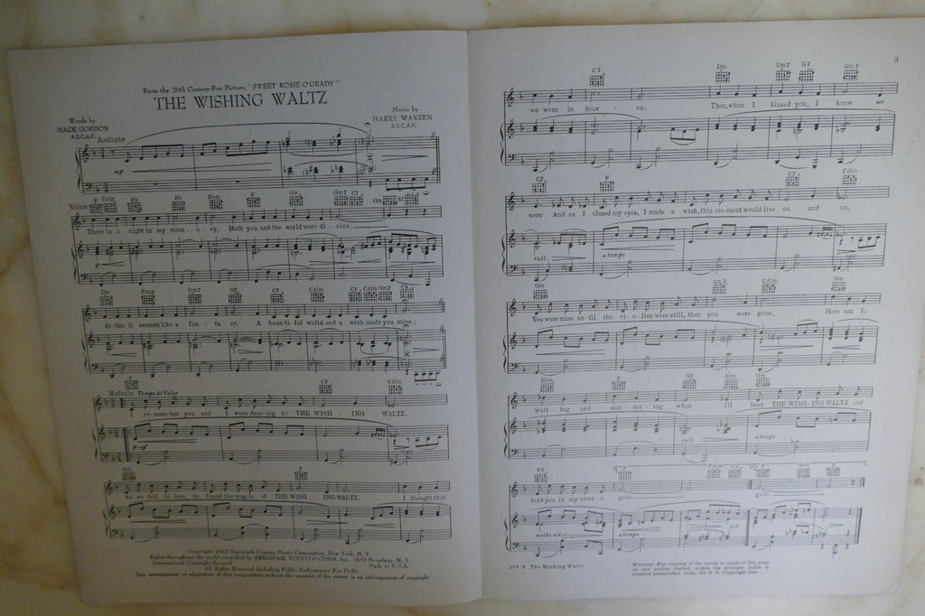 The Wishing Waltz 1943 by Harry Warren and Mack Gordon from Sweet Rosie O'Grady