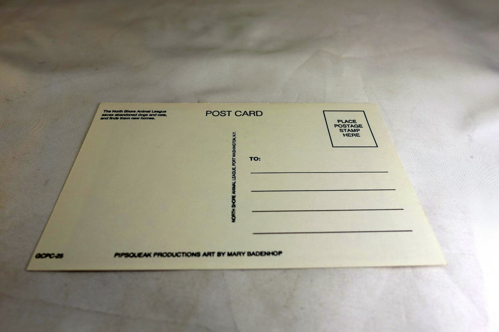 Get Well Postcard Animal Shelter North Shore League Dog Puppies 1980's