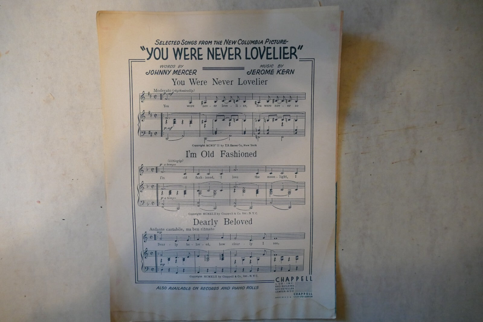 Dearly Beloved, 1942, "You Were Never Lovelier", Jerome Kern, Johnny Mercer