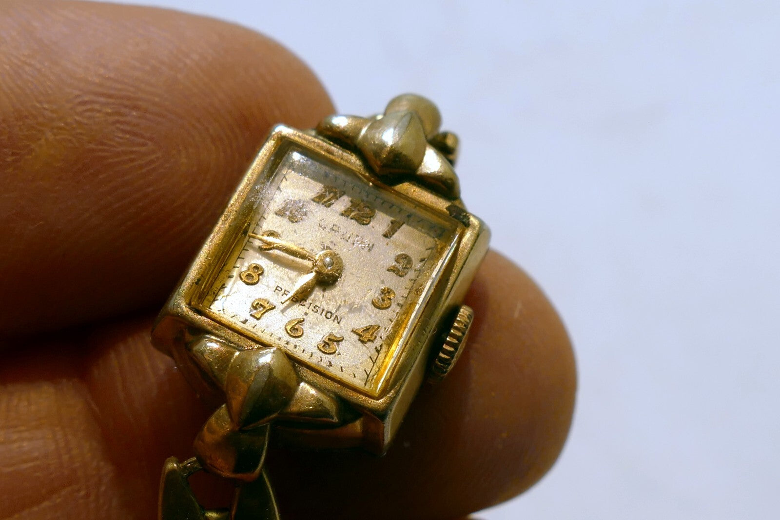 Gruen Precision Ladies Watch 10K RGP BEZEL Square Art Deco - Not working AS IS
