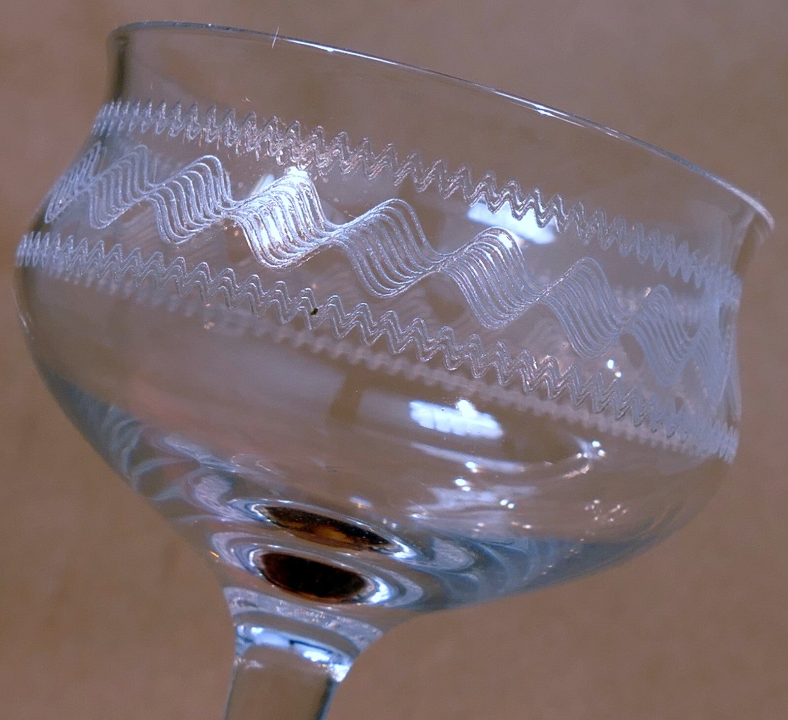 Set of 3 Fostoria Wave Needle Etched 4 1/3" Handled Goblets Cordial crystal lot