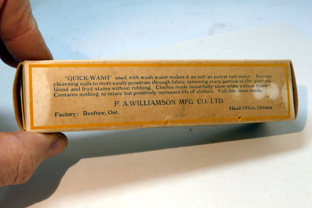 Quick Wash Tablets water softener  by F.A. Williamson Co. Ottawa Canada 1910's