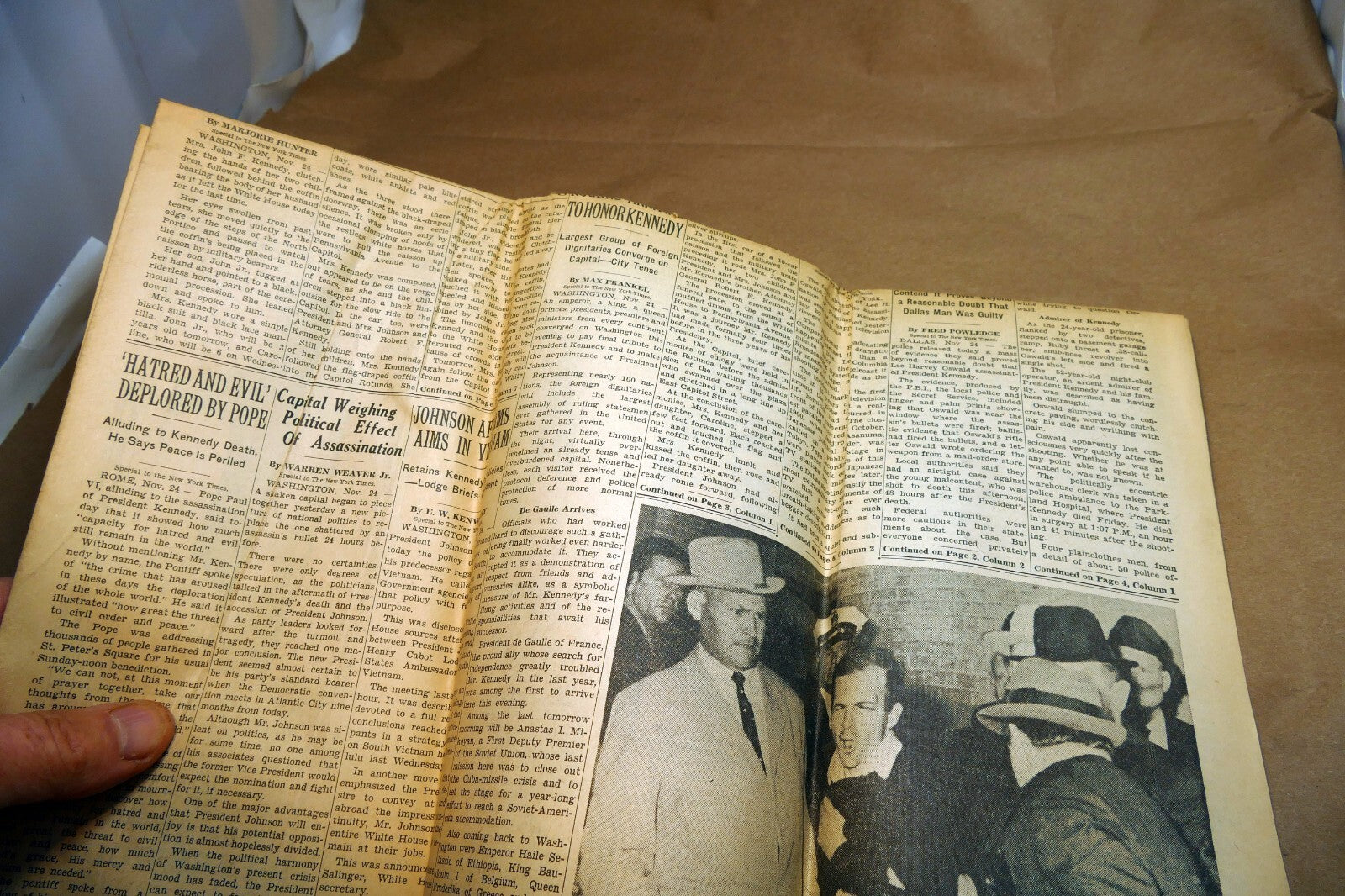 The New York Times November 25, 1963 JFK Death, Lee H. Oswald Shot by Jack Ruby