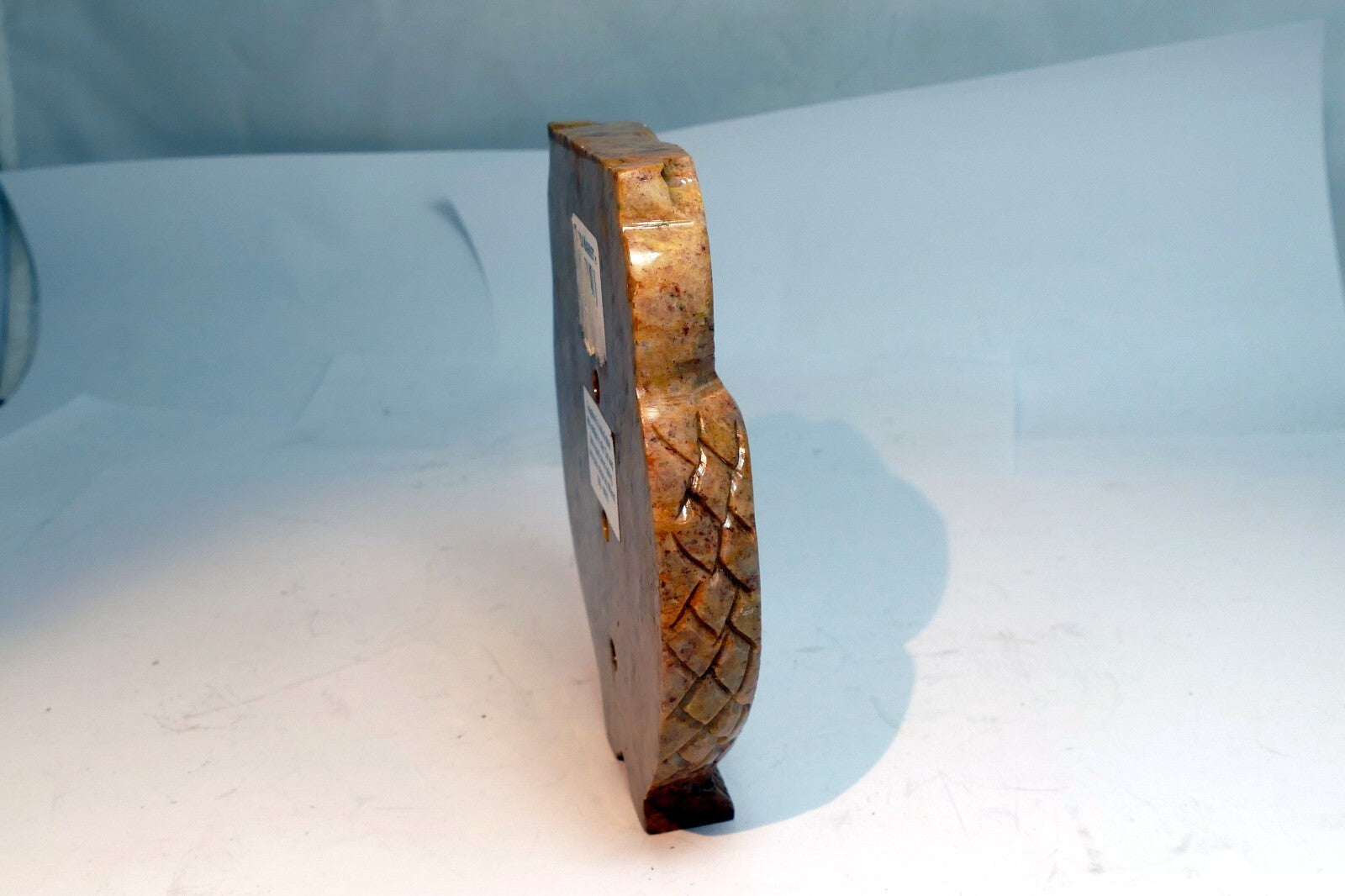 OWL bird Soapstone Carved Trinket Dish  Box 4X5" stone hand carved