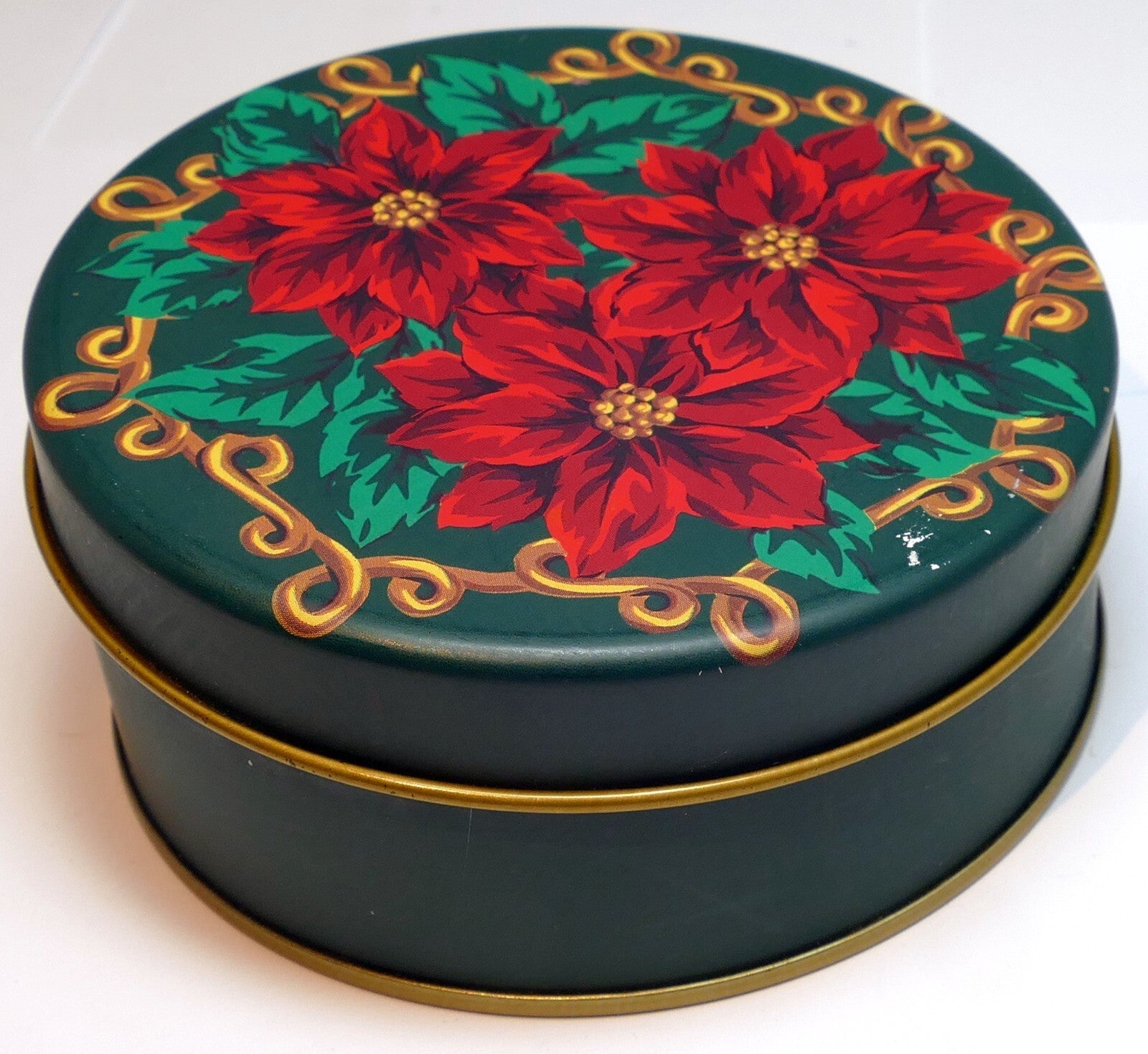 Vintage christmas coaster set of 5 in collectible tin floral design