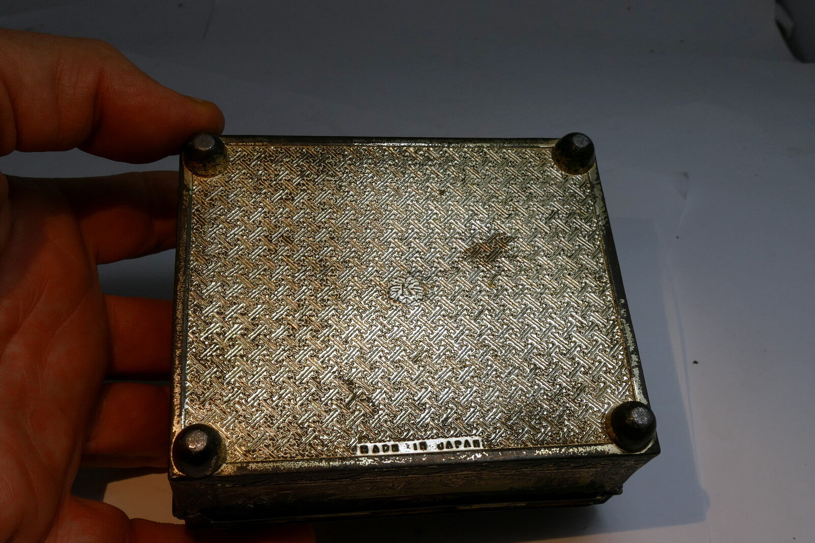 Metal Jewelry Cigarette Tobacco Box JAPAN Soldier w/ rifle musket horse Trinket