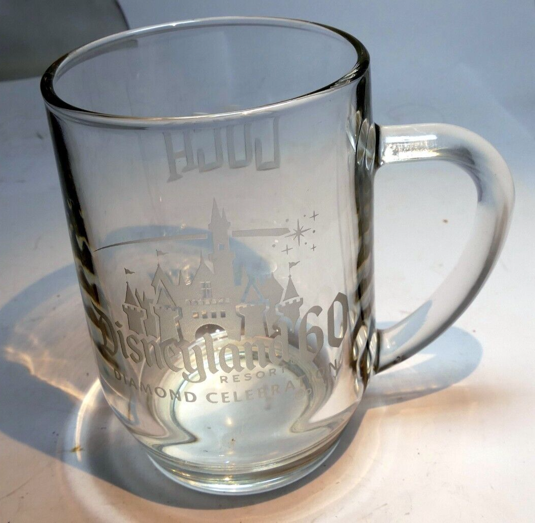 Diamond celebration disneyland 60th anniversary stein mug heavy glass disney
