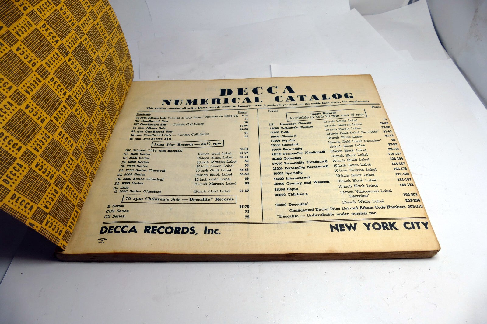 Decca Records Catalog Reference Guide January 1953 LP 45 78 33 1/3 RPM Vol 2