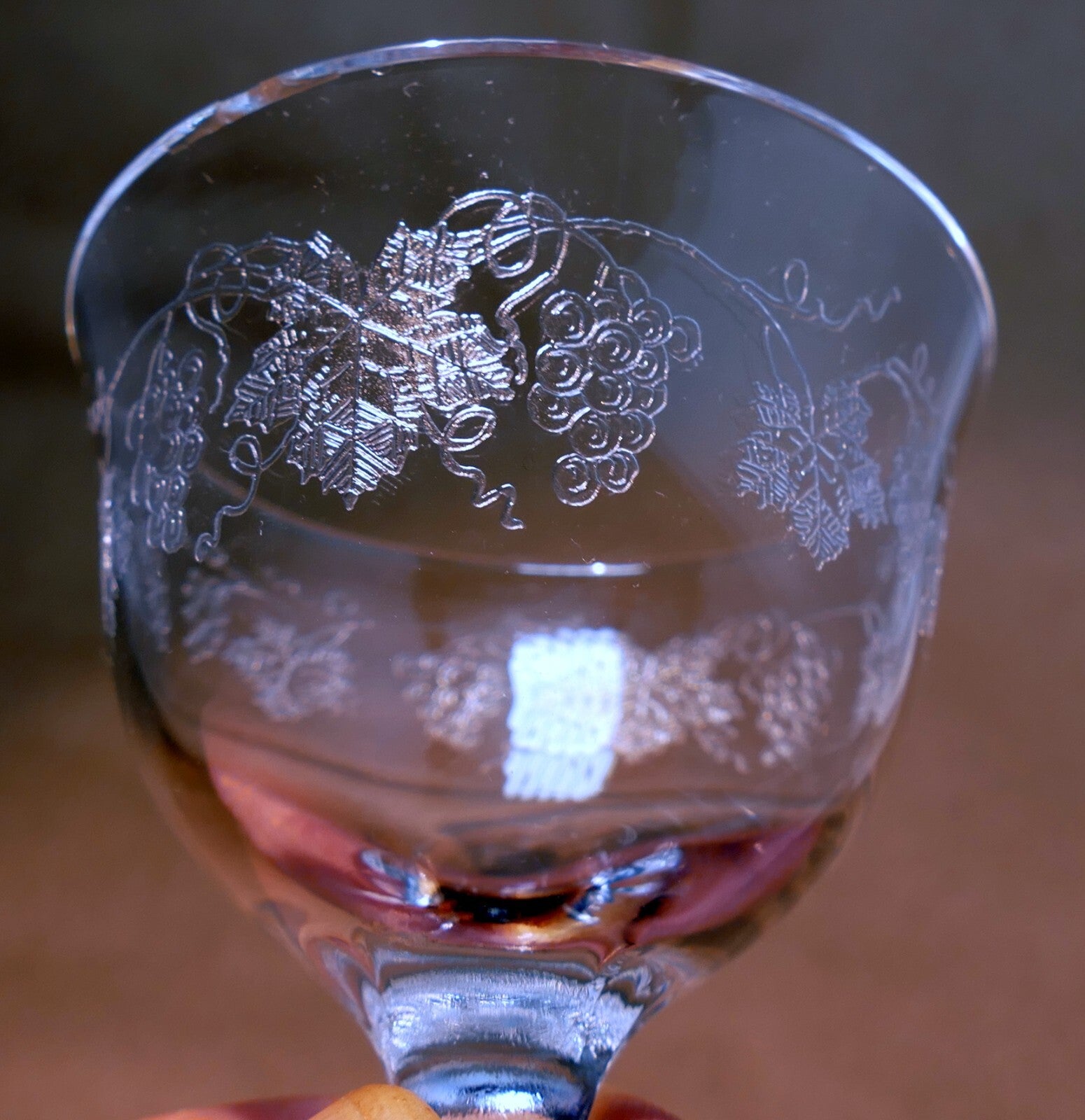 Cambridge grape cordial etched / crème de menthe glasses   set of 6 lot wine