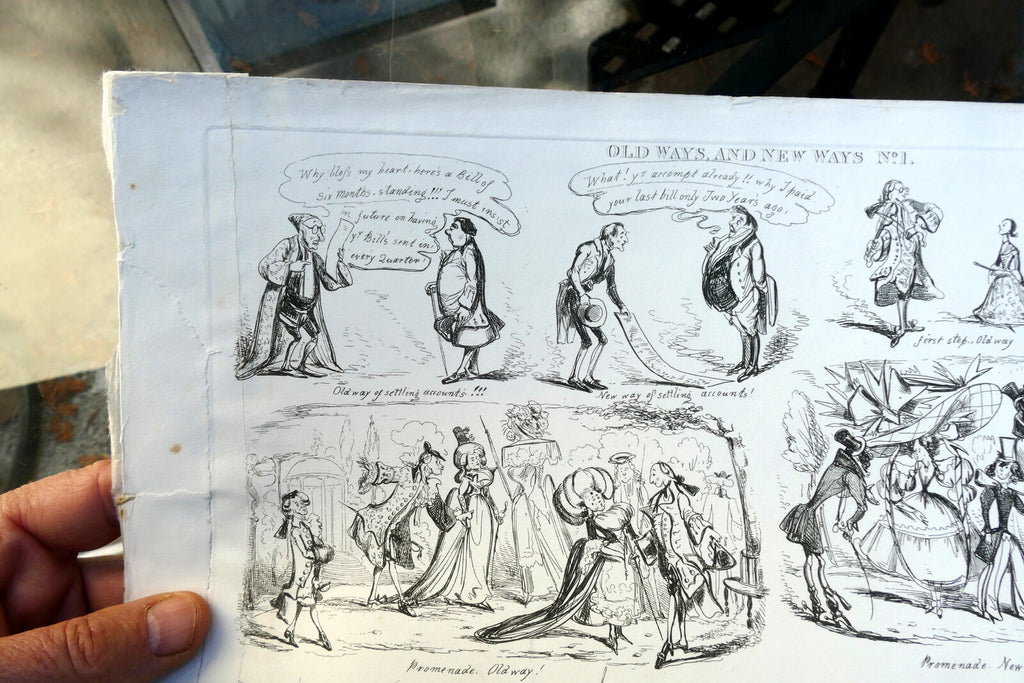 Old WAY'S & NEW WAY'S No 1 HENRY HEATH CARICATURE PRINT 1840 Victorian