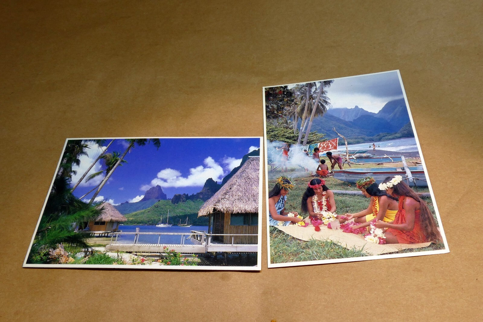 1980's postcard unposted tahiti pack of 2 cook's bay