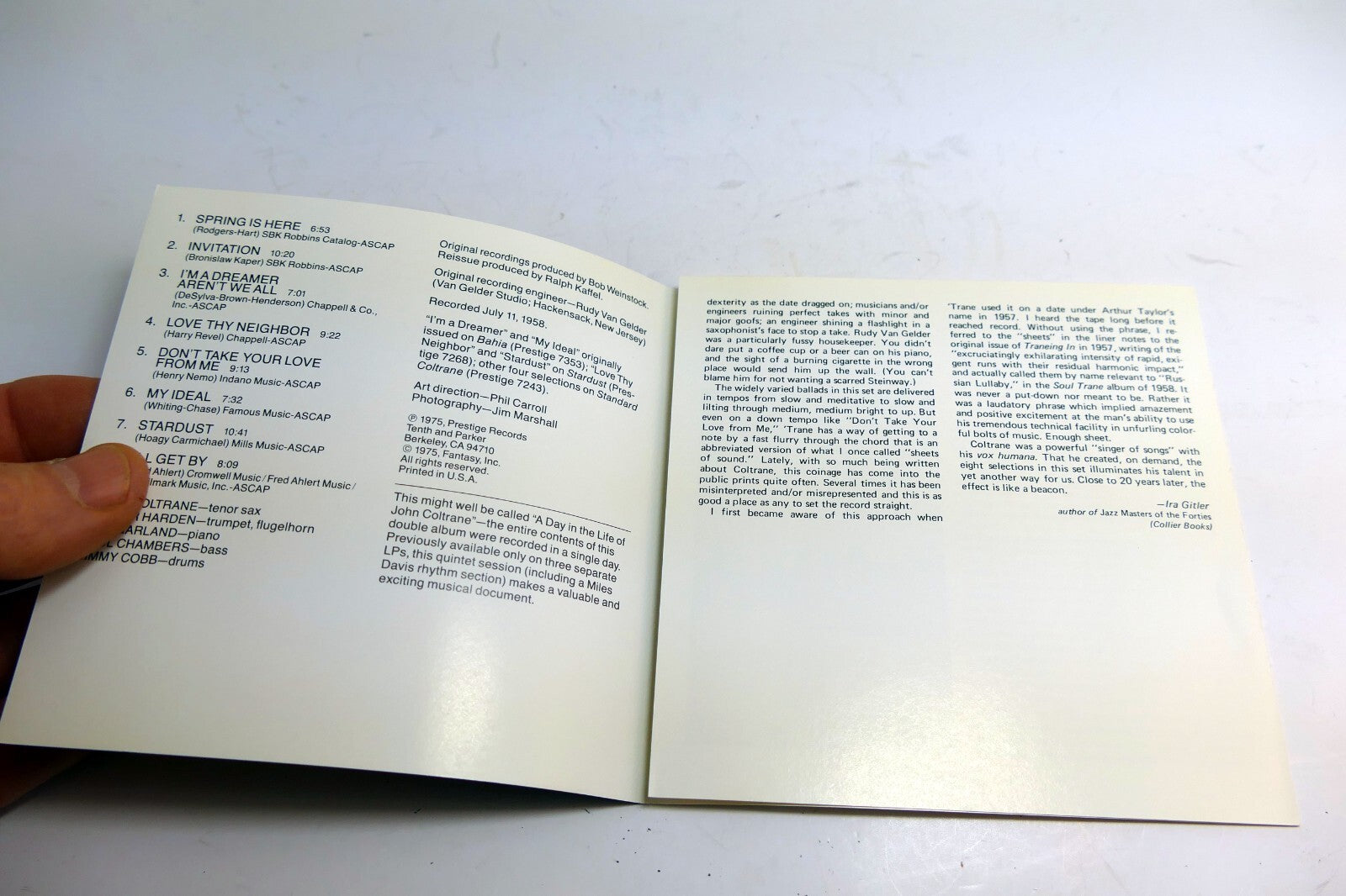 INLAY Cover ART Only NO Case, or CD included - John Coltrane Stardust Session