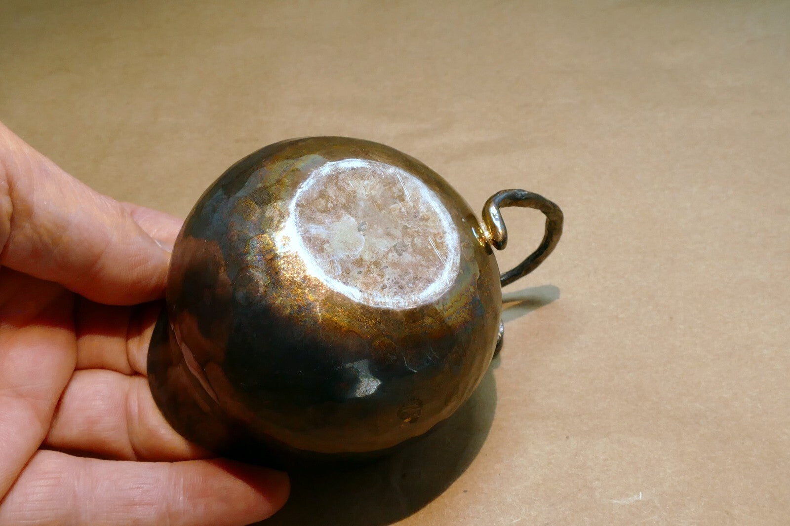 Vintage Bronze Floral Creamer hand made with floral leave handle