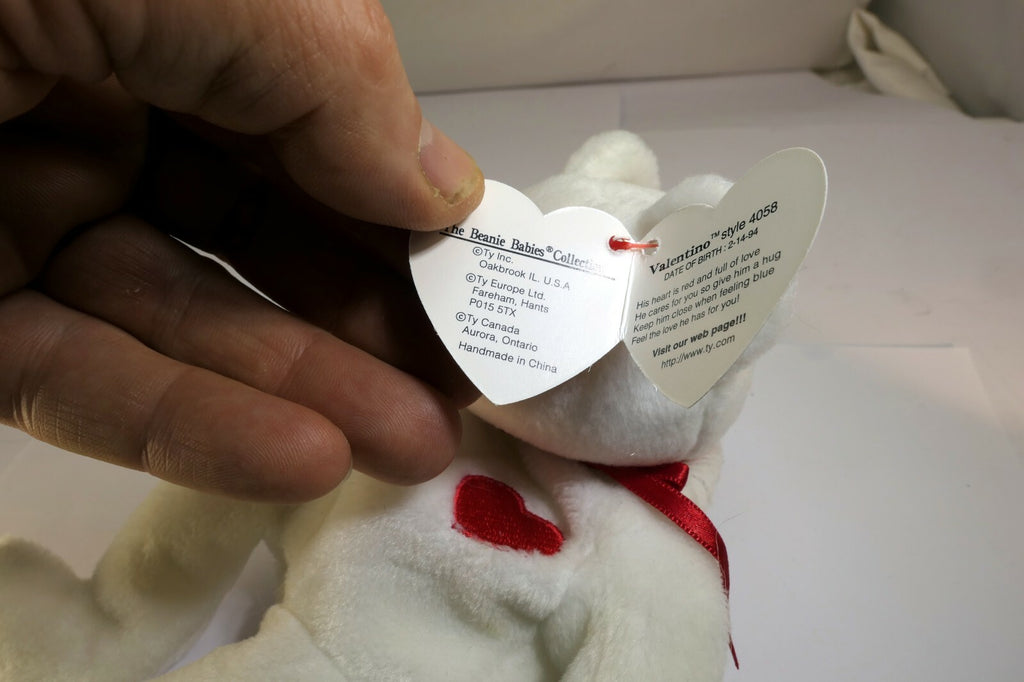 Ty Beanie Babies Valentino Teddy Bear 1993-1994 errors Brown Nose style 4058