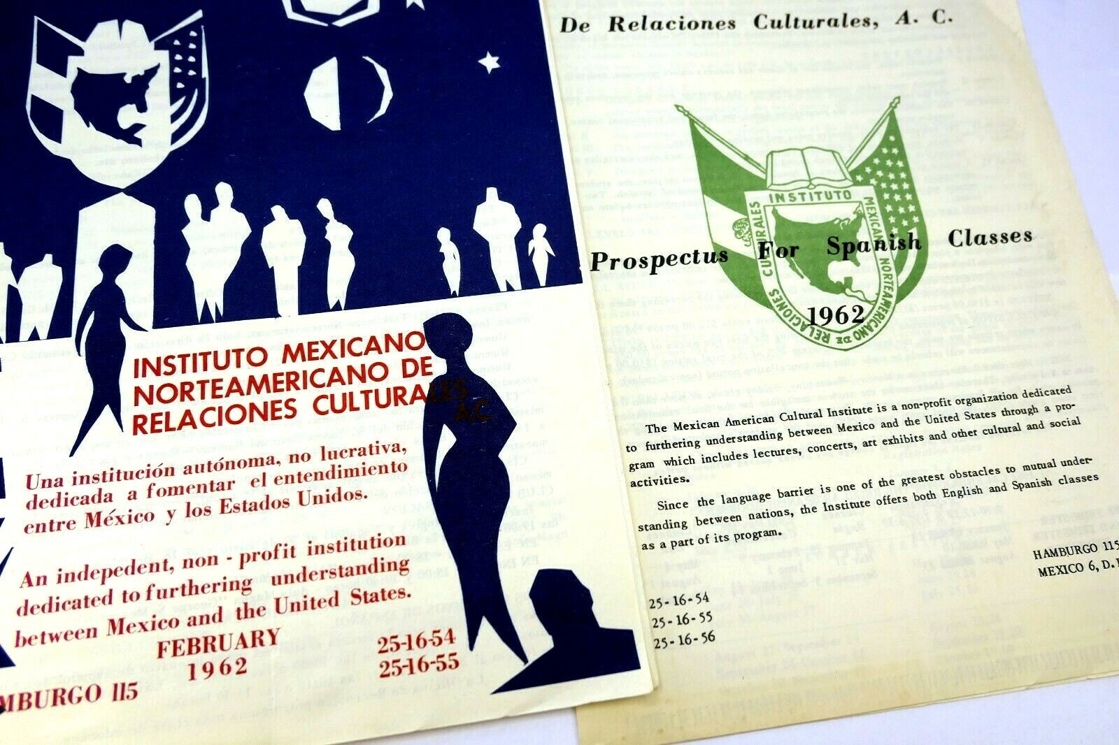 Instituto mexicano norteamericano de relaciones cultura 1962 brochure program