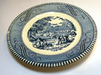 Vintage currier and ives blue by royal china harvest bread butter plate 6" one