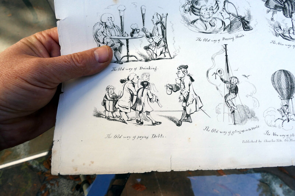 Old WAYS and NEW WAYS No 2 HENRY HEATH CARICATURE PRINT  1840 Victorian