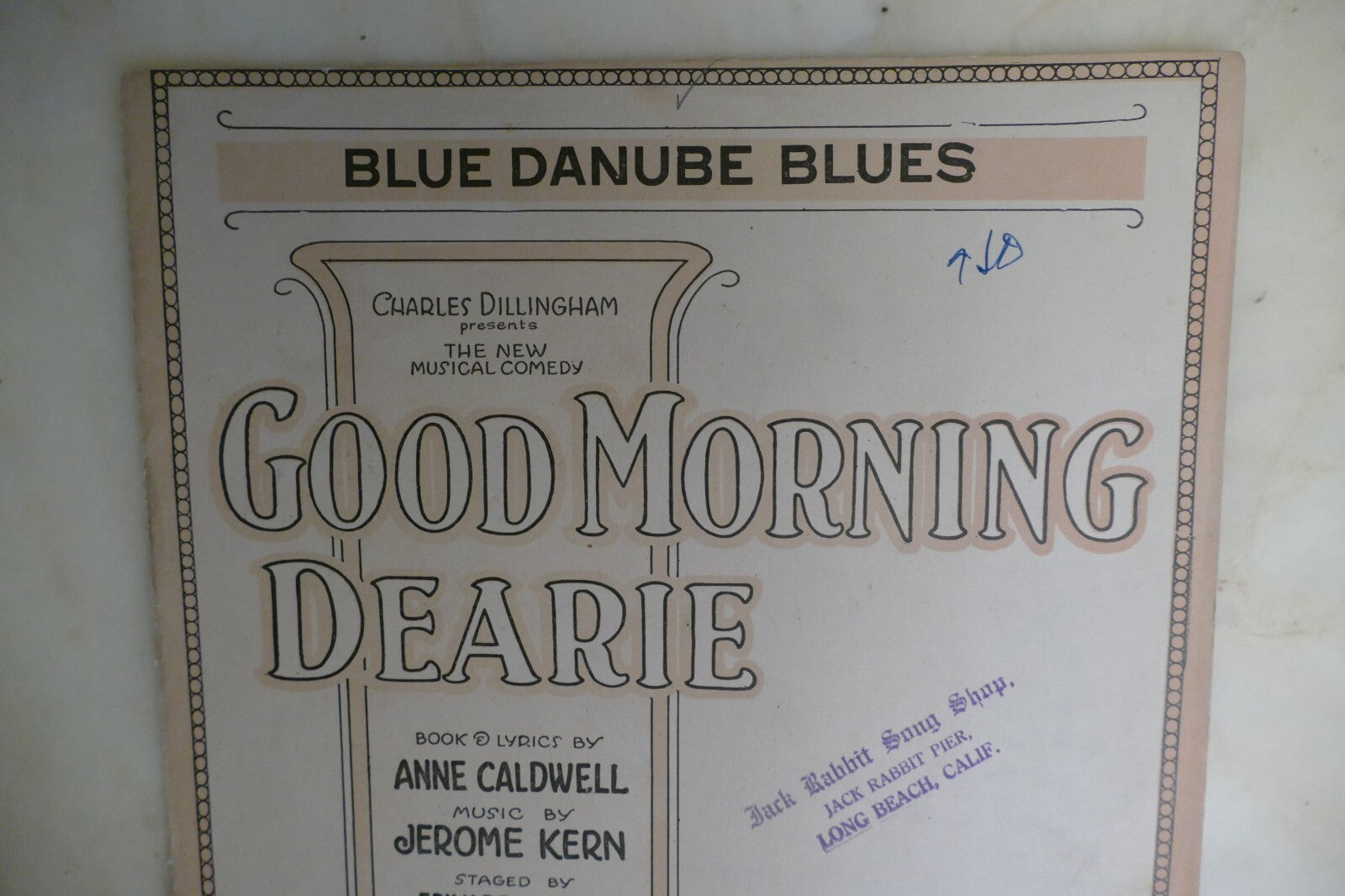Blue danube blues sheet music 1921 by jerome kern and anne caldwell from good morning dearie