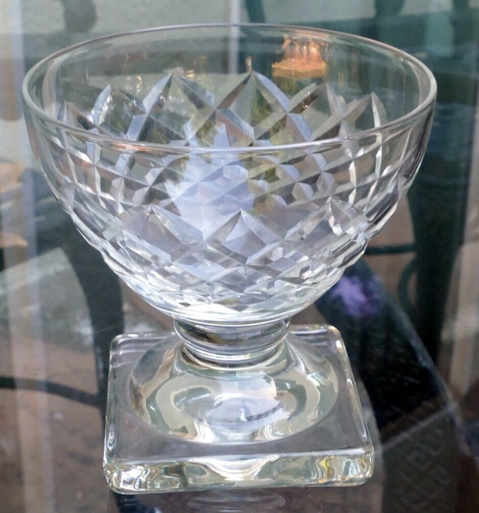 Waterford goblet desert cup 3.5" tall square base diamond   single piece