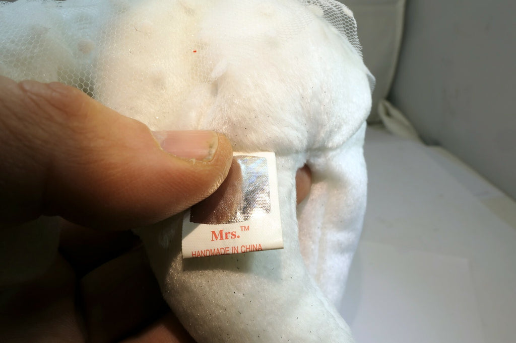 TY Beanie Babies "Mrs" USA 8" White Teddy Bear for Wedding Anniversary bride